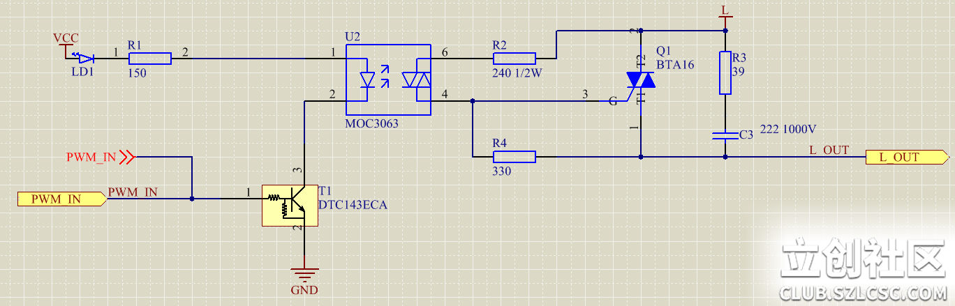 moc3063,6脚sop6封装,零交叉可控硅驱动器,有价格优势,典型应用电路